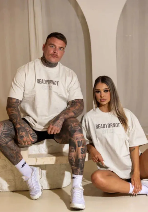 Oat coloured Ready Or Not Essential Oversized Tee